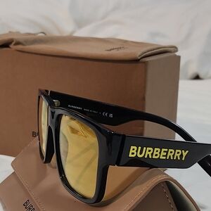 Burberry Black Frame with Gold Lens Sunglasses